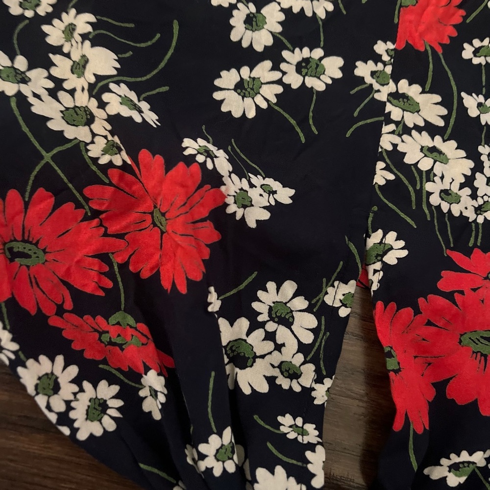 Madewell Hillside Daisy Tie Front Floral Short Sleeve Top Size M - Picture 6 of 8